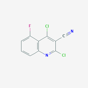 molecular formula C10H3Cl2FN2 B13231420 2,4-Dichloro-5-fluoroquinoline-3-carbonitrile 