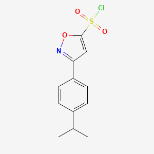 molecular formula C12H12ClNO3S B13231449 3-[4-(Propan-2-yl)phenyl]-1,2-oxazole-5-sulfonyl chloride 