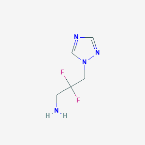 molecular formula C5H8F2N4 B13231494 2,2-Difluoro-3-(1H-1,2,4-triazol-1-yl)propan-1-amine 