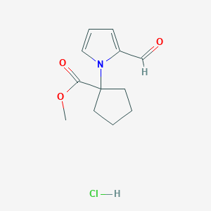 molecular formula C12H16ClNO3 B13231540 Methyl 1-(2-formyl-1H-pyrrol-1-yl)cyclopentane-1-carboxylate hydrochloride 