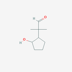 molecular formula C9H16O2 B13231545 2-(2-Hydroxycyclopentyl)-2-methylpropanal 