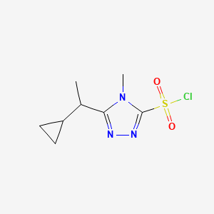 molecular formula C8H12ClN3O2S B13231708 5-(1-Cyclopropylethyl)-4-methyl-4H-1,2,4-triazole-3-sulfonyl chloride 