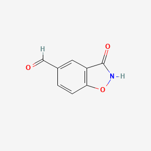 molecular formula C8H5NO3 B13231726 3-Hydroxy-1,2-benzoxazole-5-carbaldehyde 
