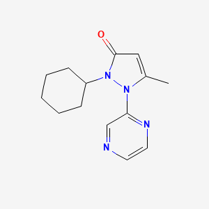molecular formula C14H18N4O B13231757 2-Cyclohexyl-5-methyl-1-(pyrazin-2-yl)-2,3-dihydro-1H-pyrazol-3-one 