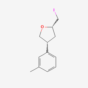 molecular formula C12H15IO B13231834 (2S,4R)-2-(Iodomethyl)-4-(3-methylphenyl)oxolane 