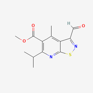 molecular formula C13H14N2O3S B13231886 Methyl 3-formyl-4-methyl-6-(propan-2-yl)-[1,2]thiazolo[5,4-b]pyridine-5-carboxylate 