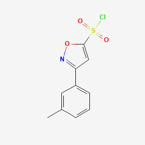 molecular formula C10H8ClNO3S B13231903 3-(3-Methylphenyl)-1,2-oxazole-5-sulfonyl chloride 