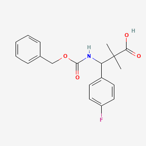 molecular formula C19H20FNO4 B13231989 3-{[(Benzyloxy)carbonyl]amino}-3-(4-fluorophenyl)-2,2-dimethylpropanoic acid 