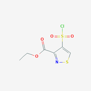 molecular formula C6H6ClNO4S2 B13232230 Ethyl 4-(chlorosulfonyl)-1,2-thiazole-3-carboxylate 