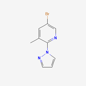 molecular formula C9H8BrN3 B13232242 5-bromo-3-methyl-2-(1H-pyrazol-1-yl)pyridine 