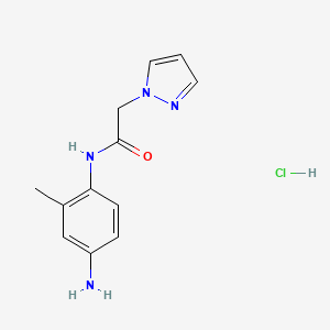molecular formula C12H15ClN4O B13232254 N-(4-amino-2-methylphenyl)-2-(1H-pyrazol-1-yl)acetamide hydrochloride CAS No. 1193390-28-1