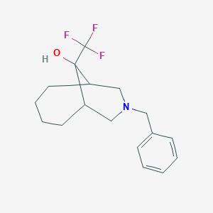 molecular formula C17H22F3NO B13232322 8-Benzyl-10-(trifluoromethyl)-8-azabicyclo[4.3.1]decan-10-ol 