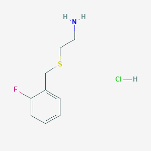 molecular formula C9H13ClFNS B13232379 2-{[(2-Fluorophenyl)methyl]sulfanyl}ethan-1-amine hydrochloride 