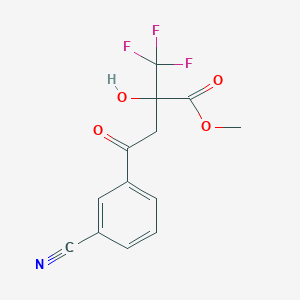 molecular formula C13H10F3NO4 B13232404 Methyl 4-(3-cyanophenyl)-2-hydroxy-4-oxo-2-(trifluoromethyl)butanoate 