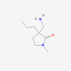molecular formula C9H18N2O B13232446 3-(Aminomethyl)-1-methyl-3-propylpyrrolidin-2-one 
