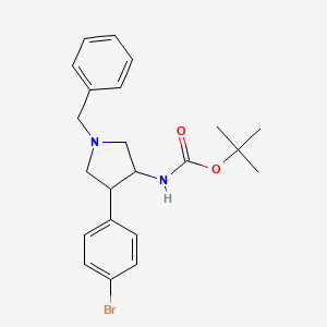 molecular formula C22H27BrN2O2 B13232452 tert-Butyl N-[1-benzyl-4-(4-bromophenyl)pyrrolidin-3-yl]carbamate 