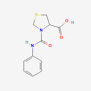 molecular formula C11H12N2O3S B13232471 3-(phenylcarbamoyl)-1,3-thiazolidine-4-carboxylic Acid 
