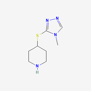 molecular formula C8H14N4S B13232489 4-[(4-methyl-4H-1,2,4-triazol-3-yl)sulfanyl]piperidine 