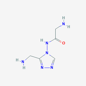 molecular formula C5H10N6O B13232556 2-Amino-N-[3-(aminomethyl)-4H-1,2,4-triazol-4-YL]acetamide 