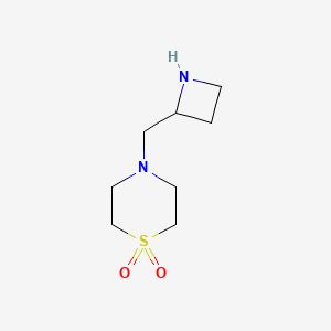 molecular formula C8H16N2O2S B13232611 4-[(Azetidin-2-yl)methyl]-1lambda6-thiomorpholine-1,1-dione 