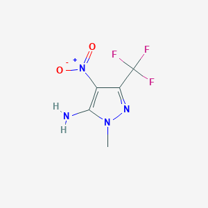molecular formula C5H5F3N4O2 B13232613 1-Methyl-4-nitro-3-(trifluoromethyl)-1H-pyrazol-5-amine 