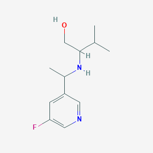 molecular formula C12H19FN2O B13232658 2-{[1-(5-Fluoropyridin-3-yl)ethyl]amino}-3-methylbutan-1-ol 