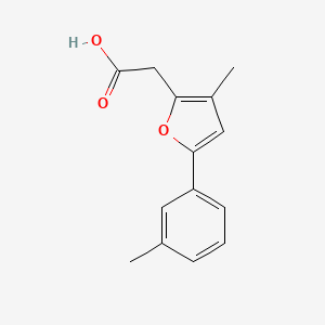 molecular formula C14H14O3 B13232705 2-[3-Methyl-5-(3-methylphenyl)furan-2-yl]acetic acid 