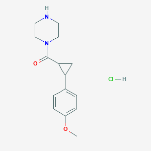 molecular formula C15H21ClN2O2 B13232722 1-([2-(4-Methoxyphenyl)cyclopropyl]carbonyl)piperazine hydrochloride 
