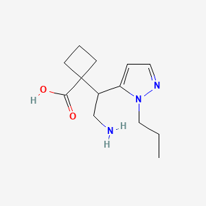 molecular formula C13H21N3O2 B13232749 1-[2-Amino-1-(1-propyl-1H-pyrazol-5-yl)ethyl]cyclobutane-1-carboxylic acid 