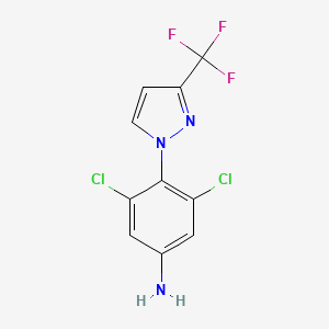 molecular formula C10H6Cl2F3N3 B13232853 3,5-dichloro-4-[3-(trifluoromethyl)-1H-pyrazol-1-yl]aniline CAS No. 1306604-00-1