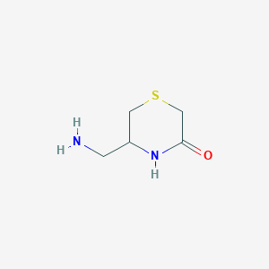 molecular formula C5H10N2OS B13232872 5-(Aminomethyl)thiomorpholin-3-one 