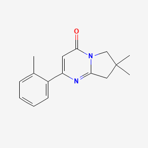 molecular formula C16H18N2O B13233041 7,7-Dimethyl-2-(2-methylphenyl)-4H,6H,7H,8H-pyrrolo[1,2-a]pyrimidin-4-one 