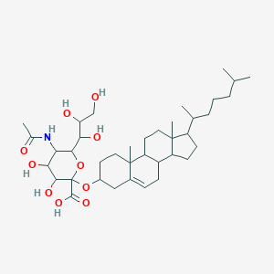 molecular formula C38H63NO10 B132331 5-acetamido-2-[[10,13-dimethyl-17-(6-methylheptan-2-yl)-2,3,4,7,8,9,11,12,14,15,16,17-dodecahydro-1H-cyclopenta[a]phenanthren-3-yl]oxy]-3,4-dihydroxy-6-(1,2,3-trihydroxypropyl)oxane-2-carboxylic acid CAS No. 145402-49-9