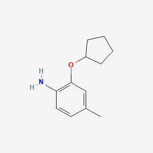molecular formula C12H17NO B1323312 2-(Cyclopentyloxy)-4-methylaniline CAS No. 640767-85-7