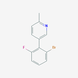 molecular formula C12H9BrFN B13233188 5-(2-Bromo-6-fluorophenyl)-2-methylpyridine 