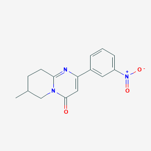 molecular formula C15H15N3O3 B13233297 7-Methyl-2-(3-nitrophenyl)-4H,6H,7H,8H,9H-pyrido[1,2-a]pyrimidin-4-one 