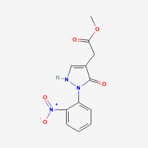 molecular formula C12H11N3O5 B13233324 Methyl 2-[2-(2-nitrophenyl)-3-oxo-2,3-dihydro-1H-pyrazol-4-yl]acetate 