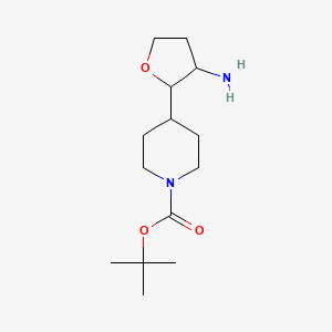 molecular formula C14H26N2O3 B13233336 tert-Butyl 4-(3-aminooxolan-2-yl)piperidine-1-carboxylate 