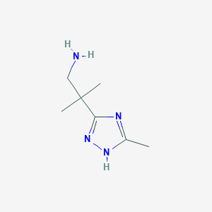 molecular formula C7H14N4 B13233358 2-methyl-2-(5-methyl-1H-1,2,4-triazol-3-yl)propan-1-amine 
