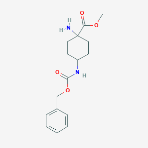 molecular formula C16H22N2O4 B13233394 Methyl 1-amino-4-{[(benzyloxy)carbonyl]amino}cyclohexane-1-carboxylate 
