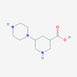 molecular formula C10H19N3O2 B13233429 5-(Piperazin-1-yl)piperidine-3-carboxylic acid 