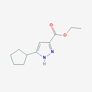 molecular formula C11H16N2O2 B1323344 Ethyl 3-cyclopentyl-1H-pyrazole-5-carboxylate CAS No. 521300-19-6