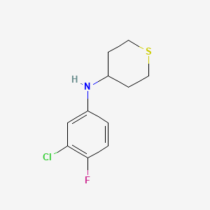molecular formula C11H13ClFNS B13233700 N-(3-chloro-4-fluorophenyl)thian-4-amine 