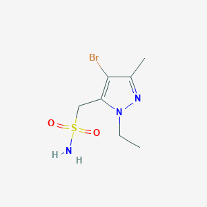 molecular formula C7H12BrN3O2S B13233717 (4-Bromo-1-ethyl-3-methyl-1H-pyrazol-5-YL)methanesulfonamide 