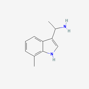 molecular formula C11H14N2 B13233727 1-(7-Methyl-1H-indol-3-YL)ethan-1-amine 