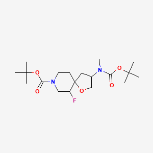 molecular formula C19H33FN2O5 B13233780 tert-Butyl 3-{[(tert-butoxy)carbonyl](methyl)amino}-6-fluoro-1-oxa-8-azaspiro[4.5]decane-8-carboxylate 