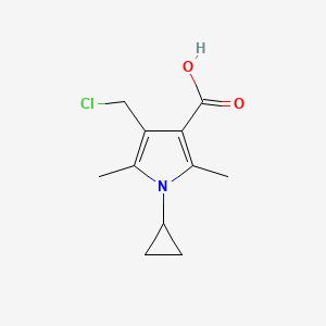 molecular formula C11H14ClNO2 B13233788 4-(Chloromethyl)-1-cyclopropyl-2,5-dimethyl-1H-pyrrole-3-carboxylic acid 
