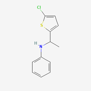 molecular formula C12H12ClNS B13233803 N-[1-(5-chlorothiophen-2-yl)ethyl]aniline 