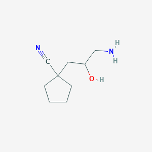 molecular formula C9H16N2O B13233831 1-(3-Amino-2-hydroxypropyl)cyclopentane-1-carbonitrile 