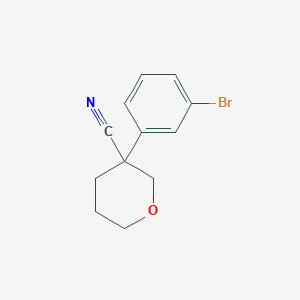 molecular formula C12H12BrNO B13233846 3-(3-Bromophenyl)oxane-3-carbonitrile 